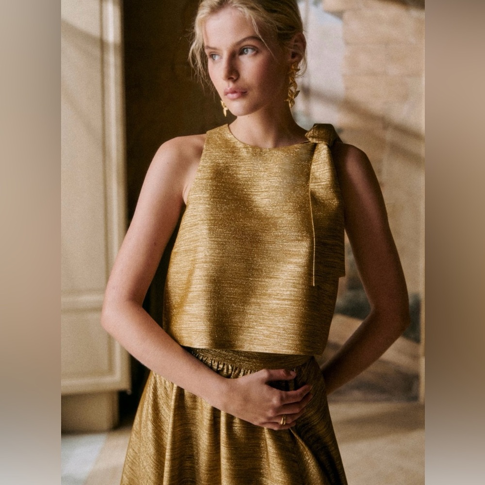Sezane Lorenzo Blouse Gold - Size 8
